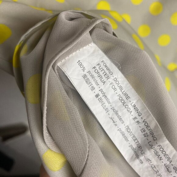 Zara Size Medium Grey Yellow Polka Dot Smocked Peplum Tank Top Cami Coquette - Picture 4 of 7